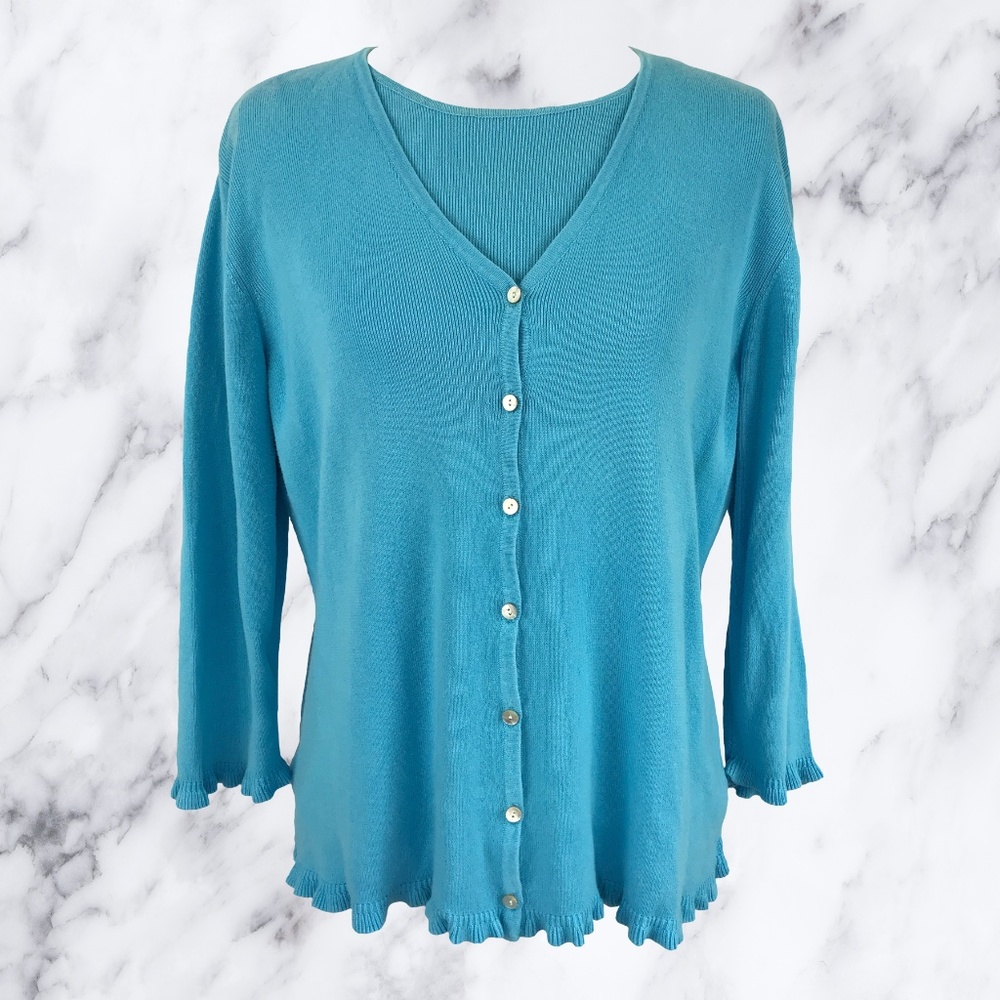 Karen Scott Blue Sweater Twinset